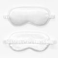 Double-sided rayon elastic satin sleep eyeshade mask in a selection of colours on a white background.