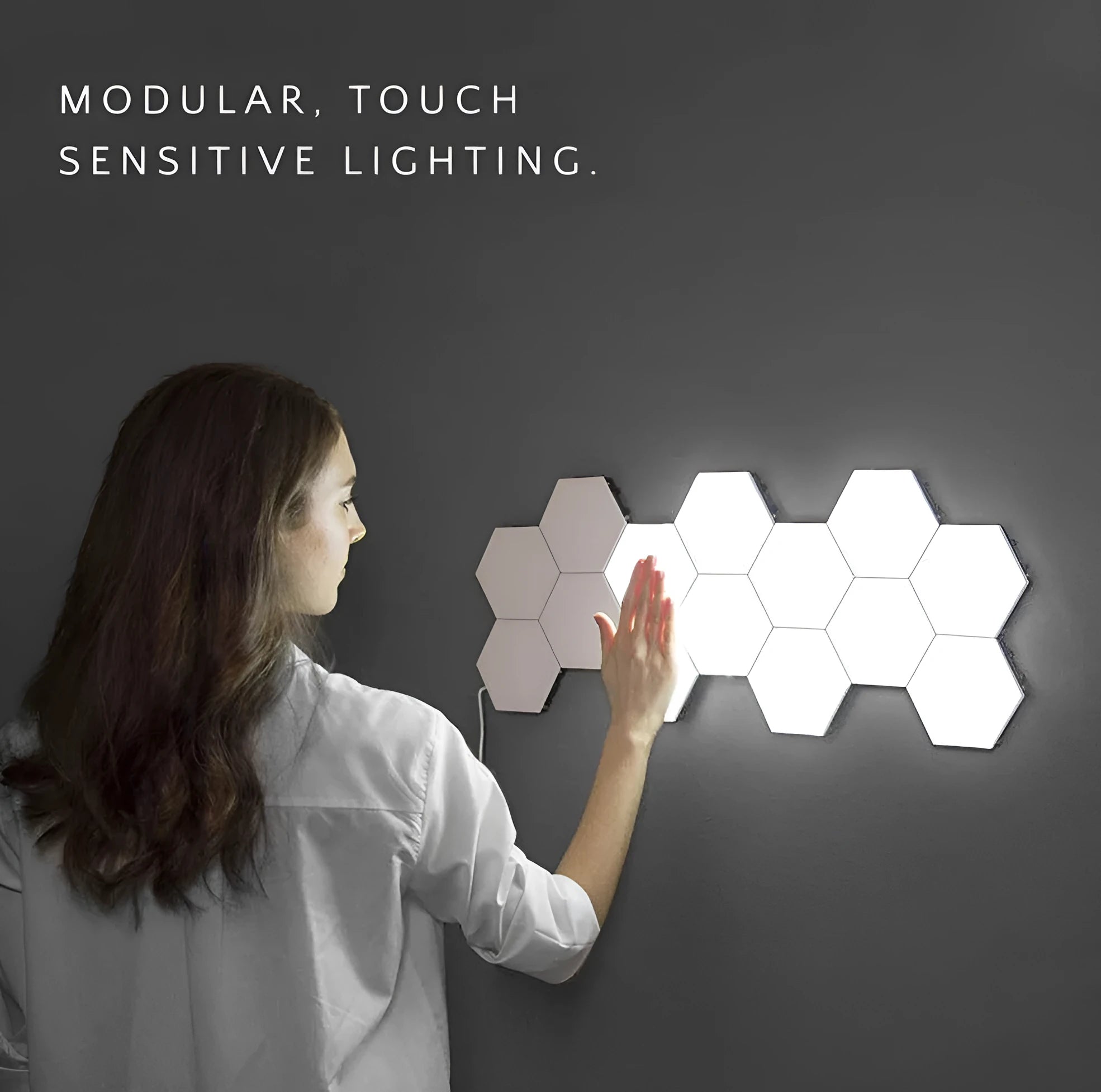 Honeycomb shaped modular wall lamp with touch control in modern minimalist design