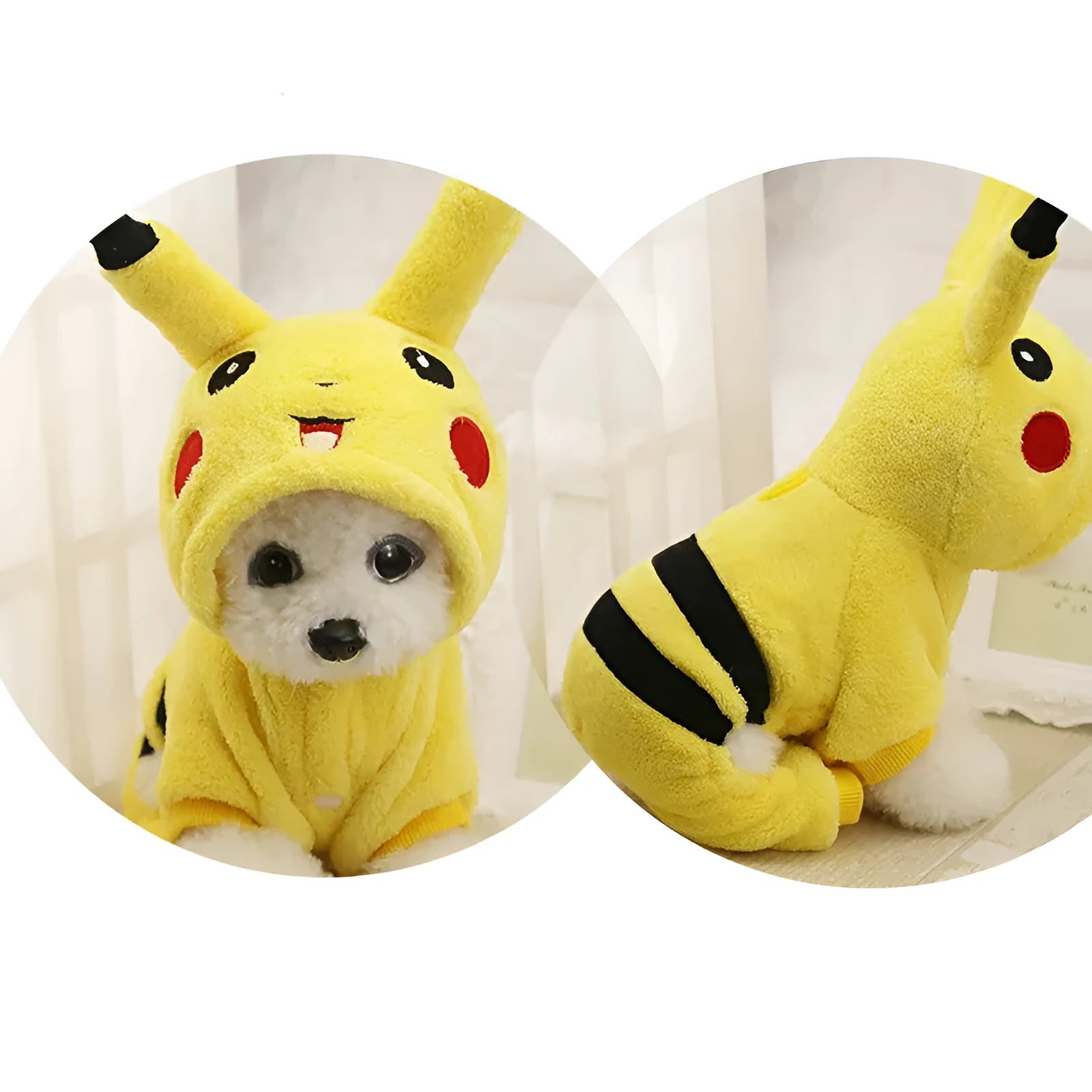 Fleece hooded cat coat in cartoon design for small pets in multiple sizes