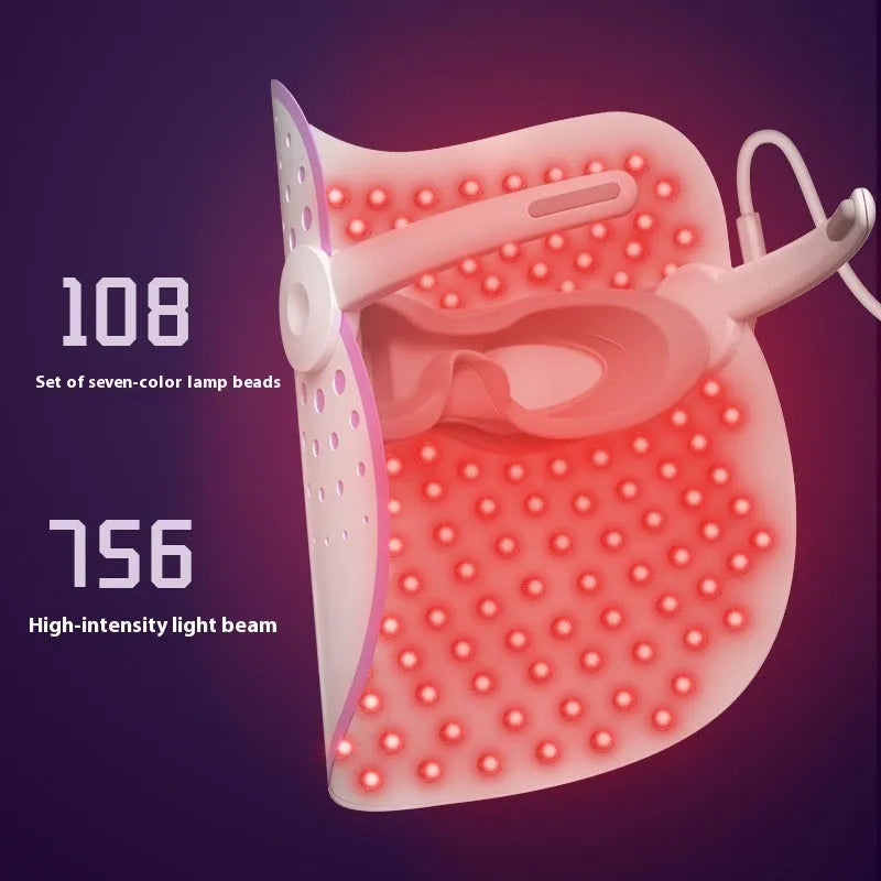 White and purple photon IPL beauty mask device for facial colour light therapy at home.