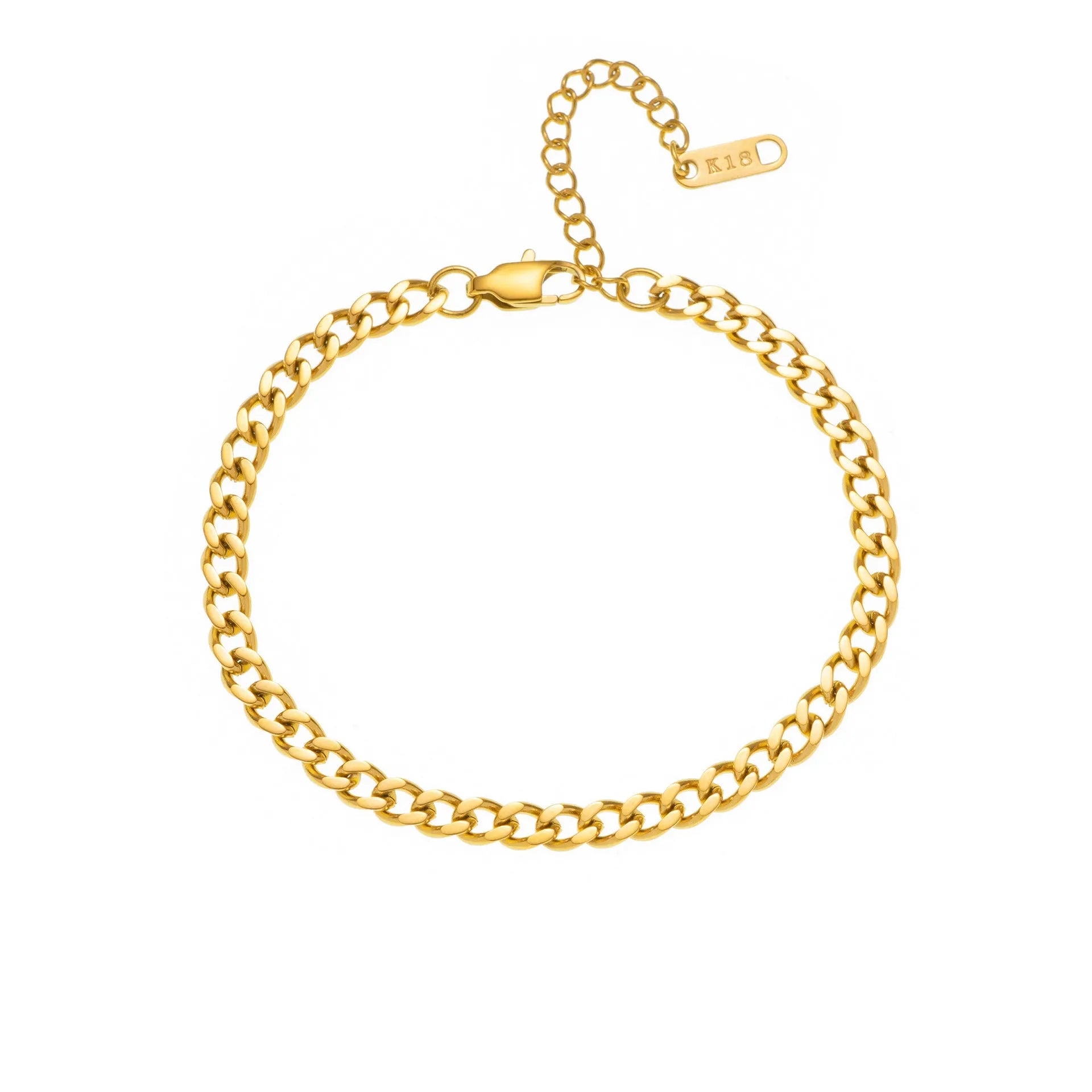Gold titanium steel necklace with the letter A pendant on a 40.5cm blade-style chain.