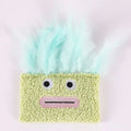 Catnip plush toy with big mouth explosion head shape in blue, green, orange, or purple colours