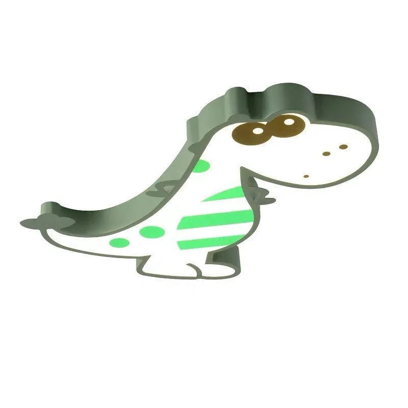 Cartoon dinosaur ceiling light with PVC shade in green colour, 48cm diameter