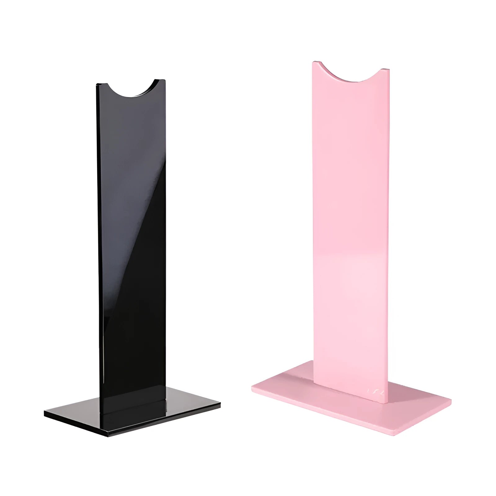 Pink detachable head-mounted gaming headset stand with non-slip silicone base