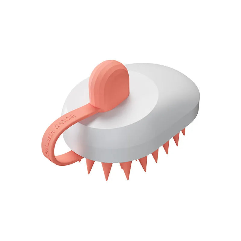 Handheld silicone pet hair remover and shampoo brush for dogs in four colour options