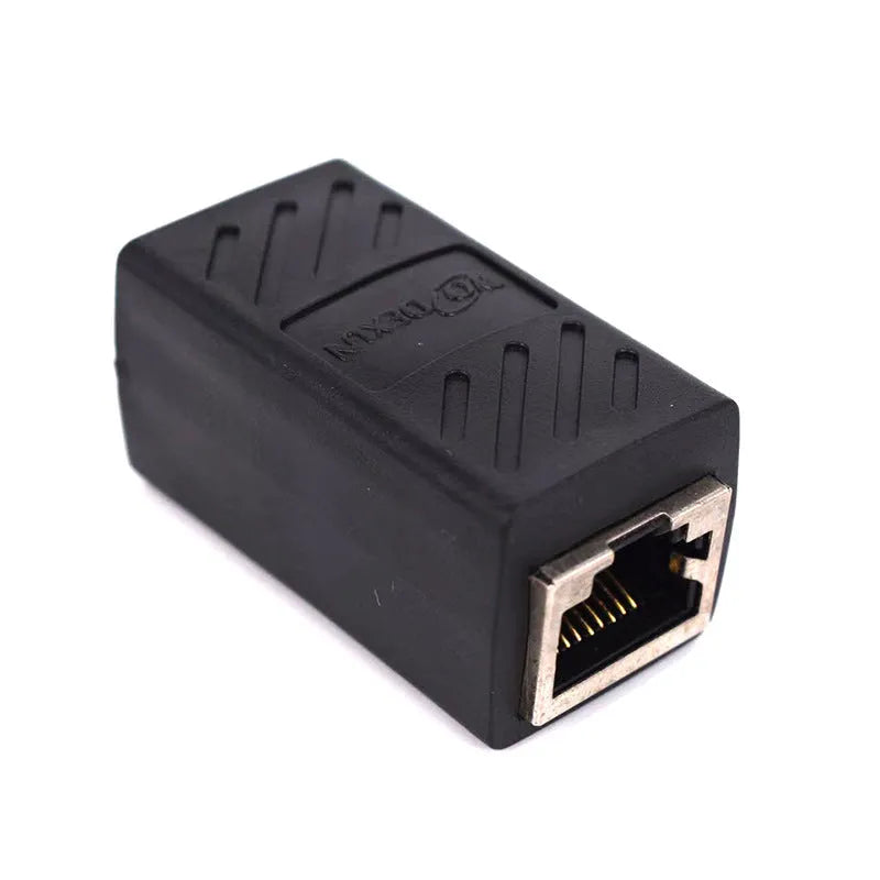 Black RJ45 network cable butt joint extender adapter for ethernet cable connections