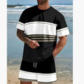 Men's loose fit short-sleeved T-shirt and shorts leisure set in polyester fibre
