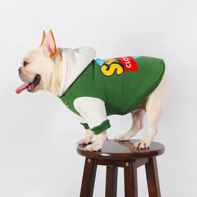 Green cotton pet clothing for dogs or cats, sizes L to 4XL.