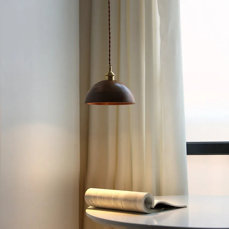 Black walnut and copper art single-head droplight chandelier pendant light