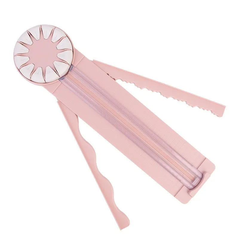 Pink and black 12-in-1 plastic paper cutting machine tool for decorative craft edges