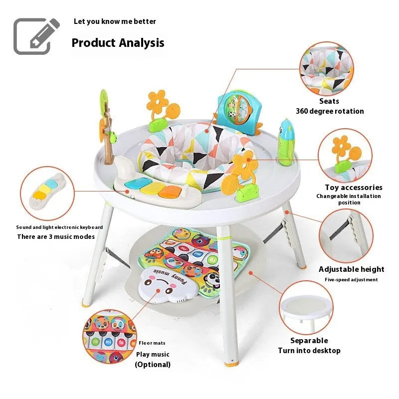 Three-in-one baby jumping chair in duck design with interactive toys for infant development training
