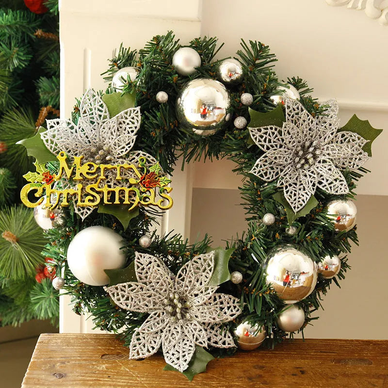 30cm diameter multicolor plastic Christmas wreath decoration for door or wall display