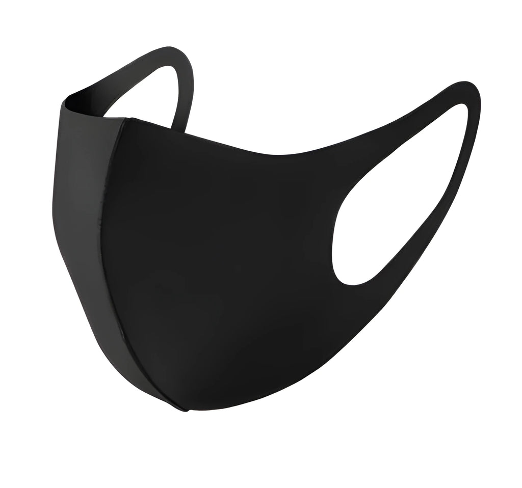 3D breathable face mask in black for adult use with ear loops