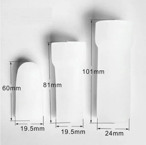 Blue silicone male masturbator cup shown in small, medium, and large size options