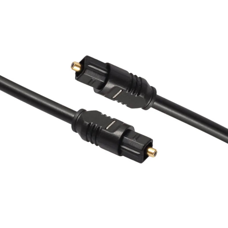 Black Toslink digital optical audio cable with 4mm square connectors, 2 metre length