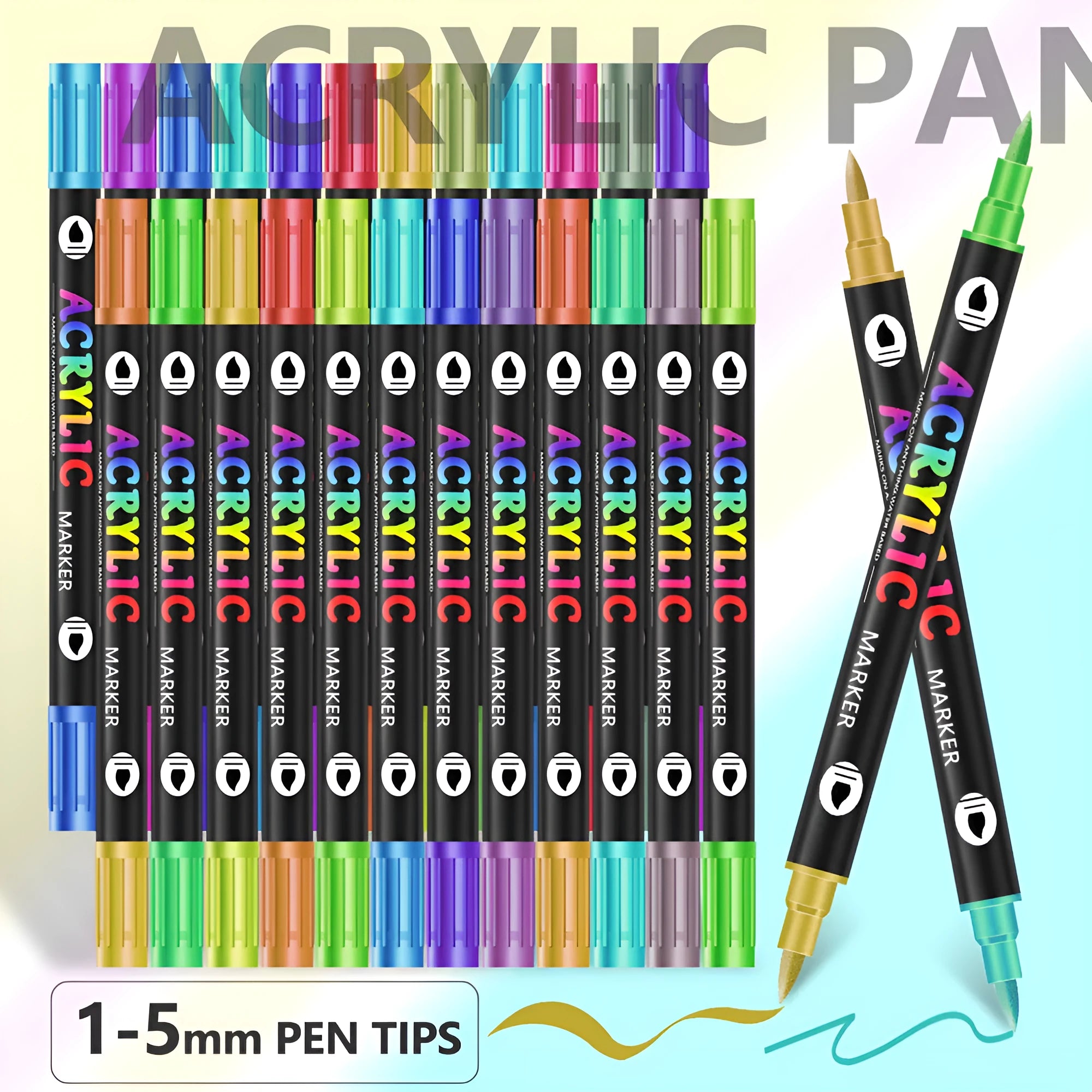 Double-headed acrylic marker pen set with washable opaque ink in various colour options