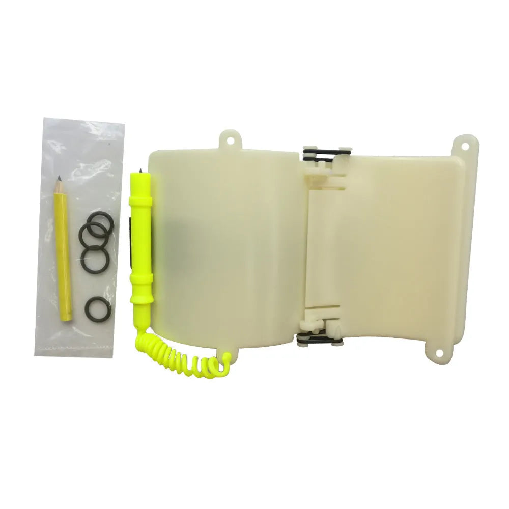 White luminous underwater writing slate wristboard for scuba diving communication
