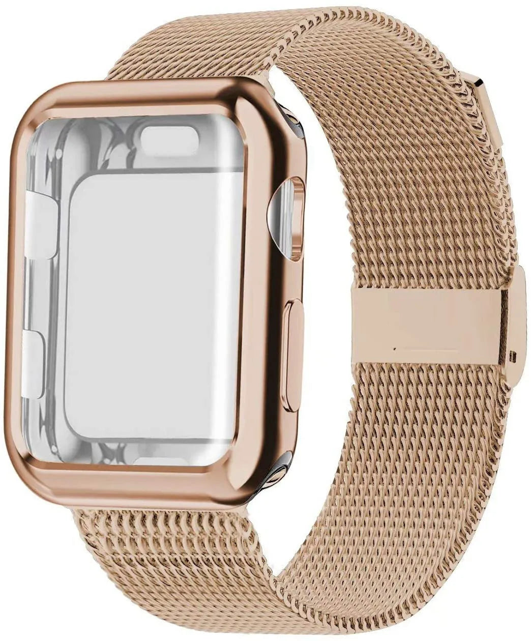 Magnetic Milanese metal strap for Apple Watch in various colours on a watch case