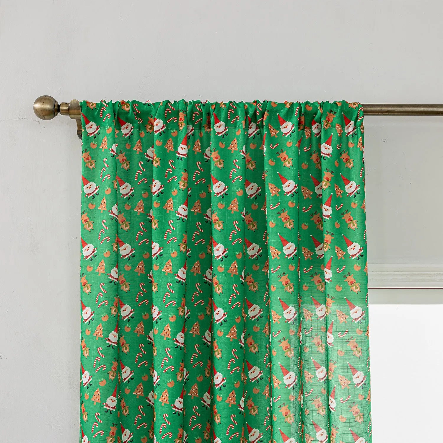 Christmas snowman angel print curtain in green or red American style 1 metre