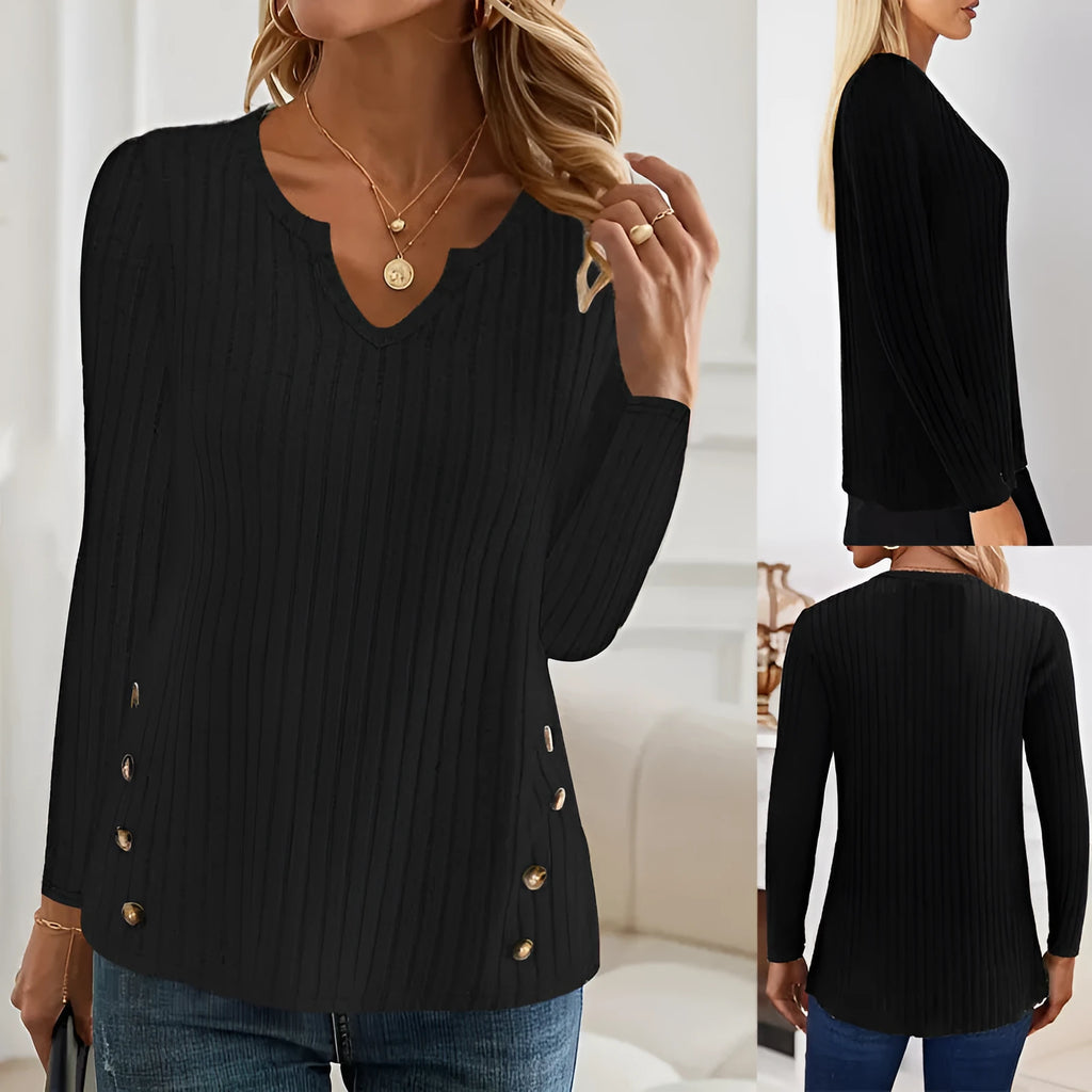 Black or grey green polyester knitted button-front casual sweater with regular sleeves