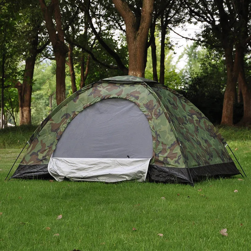 Double camouflage outdoor tent with triangular skylight, measuring 150x200x110cm for two-person camping