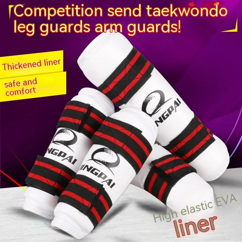 Taekwondo leg protectors and arm guards protective gear set in multiple sizes