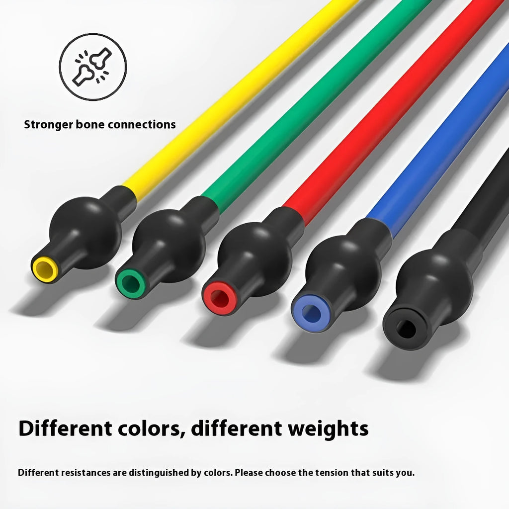 Adjustable chest expander exercise equipment with five colour-coded resistance levels from 10 to 30 pounds