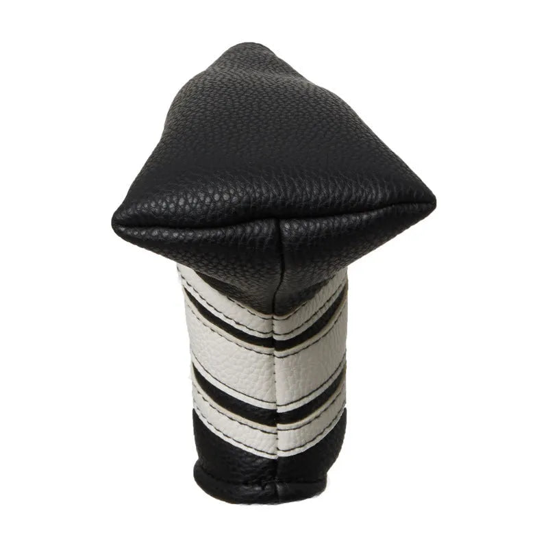 Black PU leather golf club head cover and push rod case for equipment protection