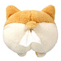 Yellow corgi butt-shaped tissue box cover with elastic back for car sun visor mounting