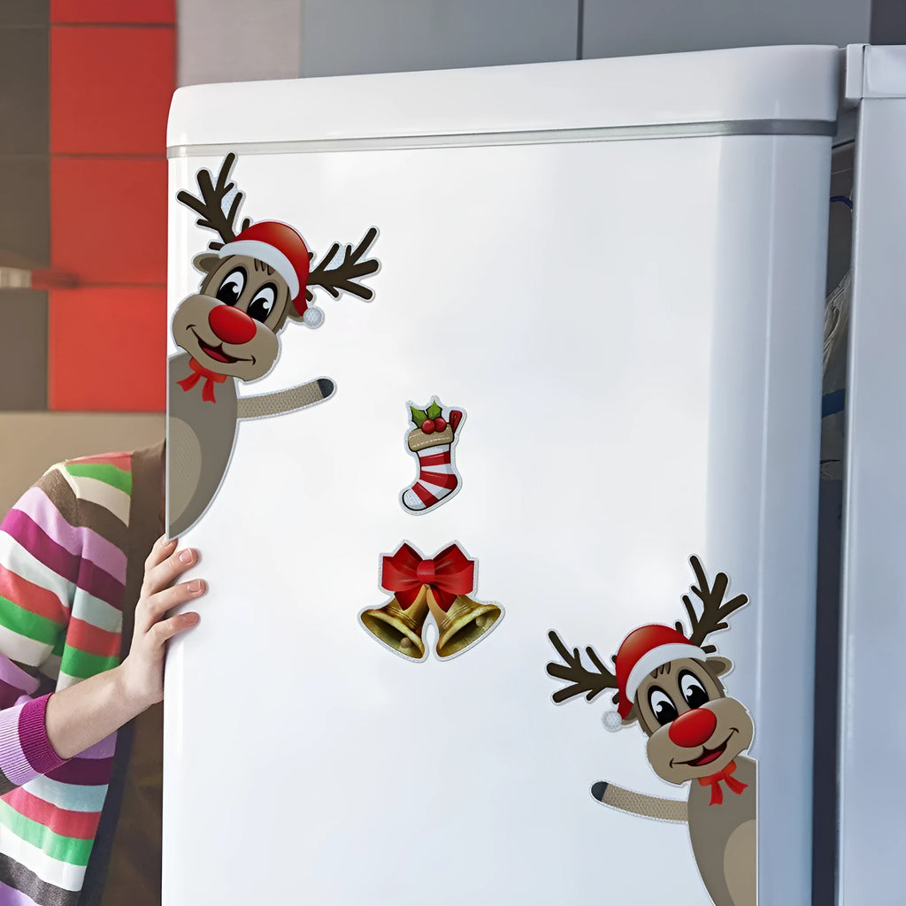 Christmas elk bell cartoon design magnetic reflective bumper stickers for vehicle decoration