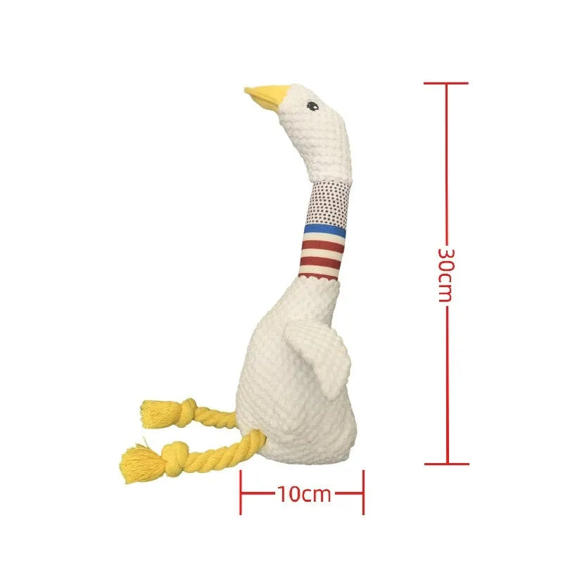 Pet dog plush bite resistant animal toy in four colours white blue dark blue orange on white background