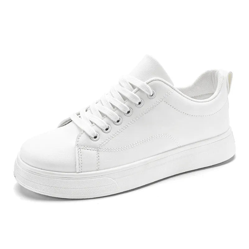 Men's Korean-style breathable sneakers in all black, all white, and black on white colour options