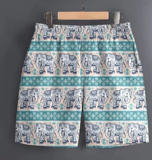 Men's patterned casual shorts in polyester fabric available in sizes from S to 5XL