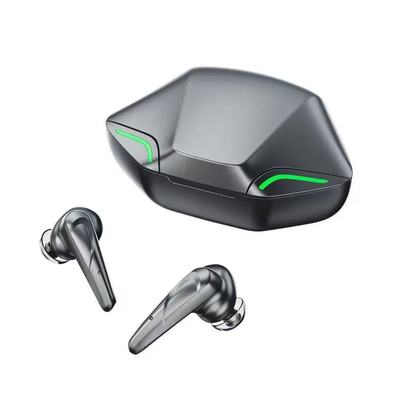 Wireless Bluetooth gaming headset with charging case in black, grey, white, or yellow colour options
