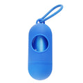 Compact dog poop bag holder with hook attachment and velcro strap showing black colour option