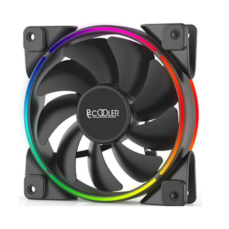 Three black 12cm PC case fans with RGB lighting blades and hydraulic bearings.