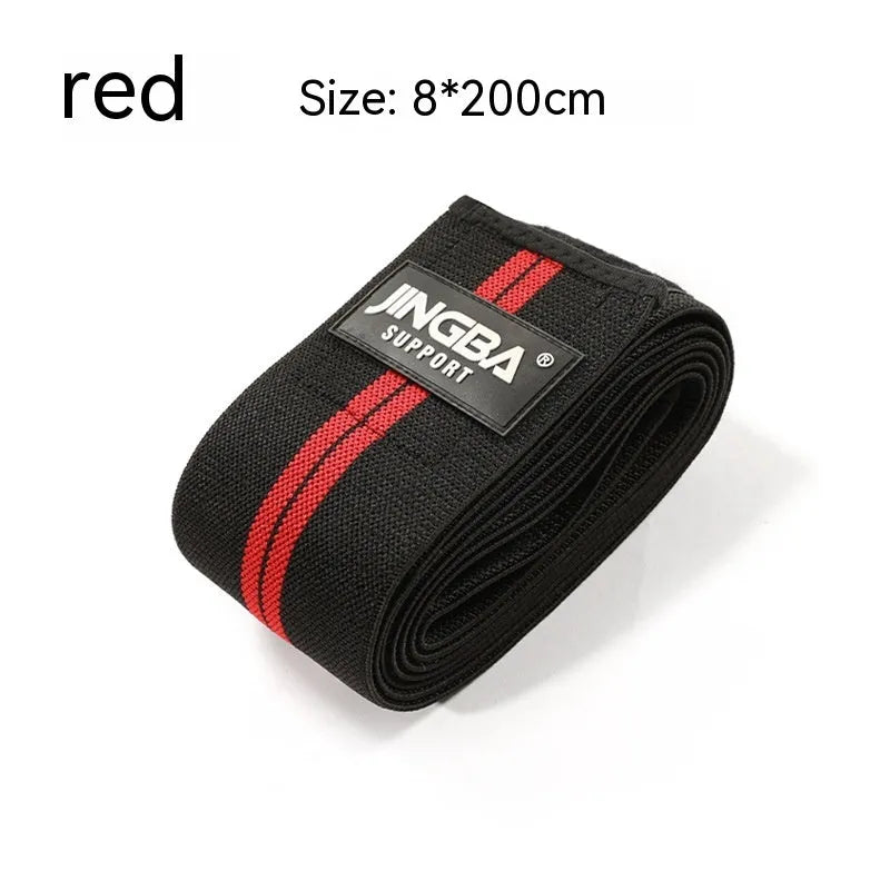 Adult adjustable sports knee pads for weightlifting and cycling in blue, grey, red or yellow colours.