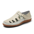 Plus size women's flat sandals with toe cap and hollow breathable design in blue colour