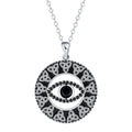 Copper Devil's Eye pendant necklace with electroplated finish and cross chain for women.