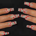 French love red diamond small cherry nail armour sheets set with 24 pieces and adhesive glue