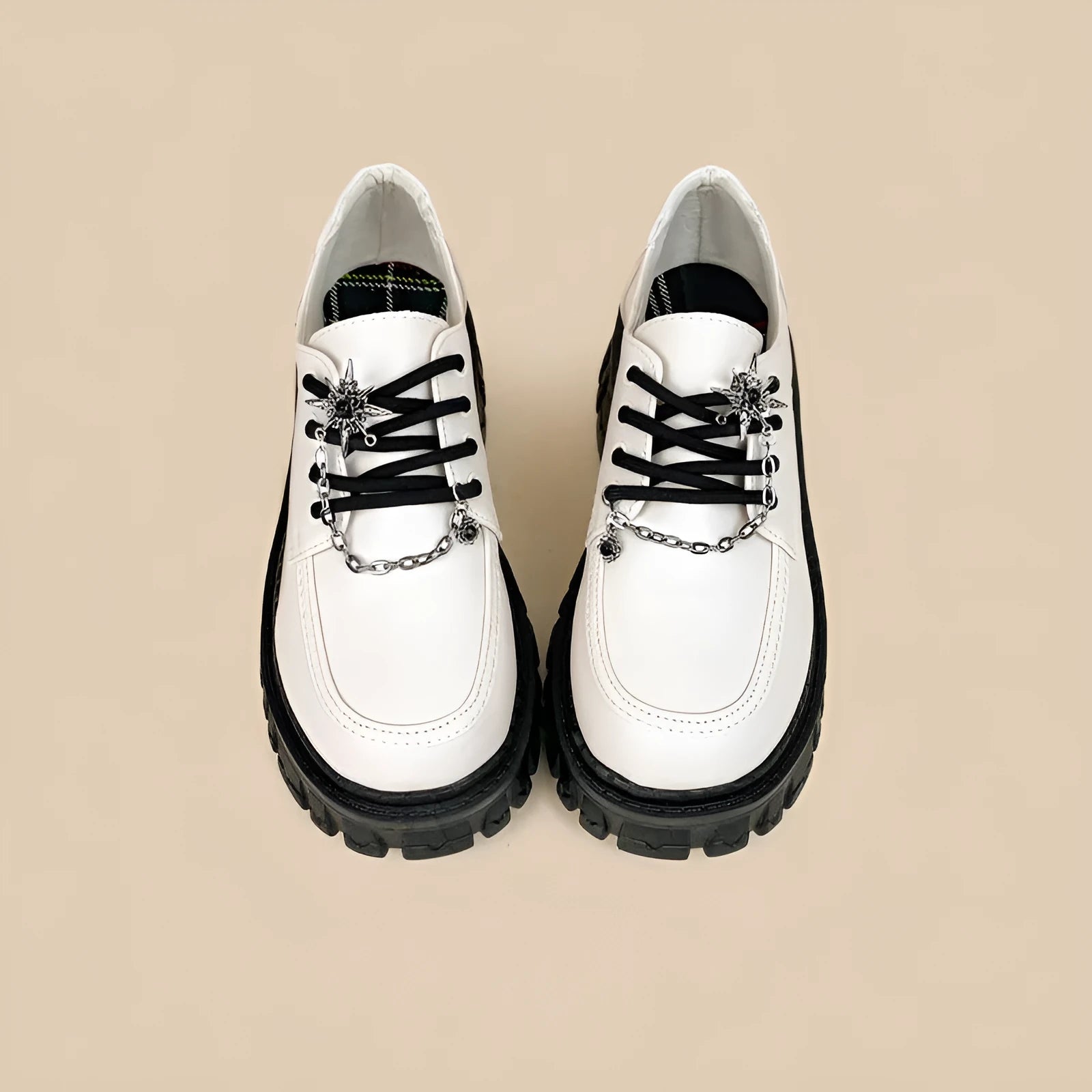Women's Duke Asterism colour loafers with a cross strap and metal buckle on a round toe.