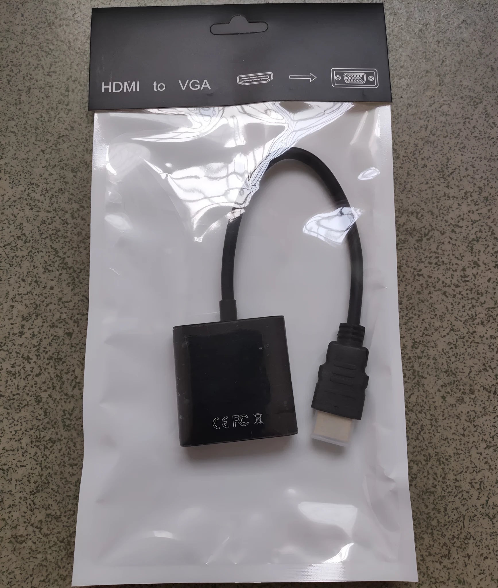 HDMI to VGA adapter cable with 0.3 metre length and female VGA port