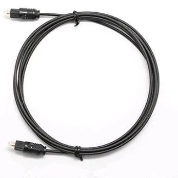 OD2.2 specification digital audio optical fibre cable with TOSLINK connectors on a white background.