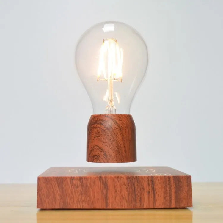 Magnetic levitation floating light bulb with imitation wood base