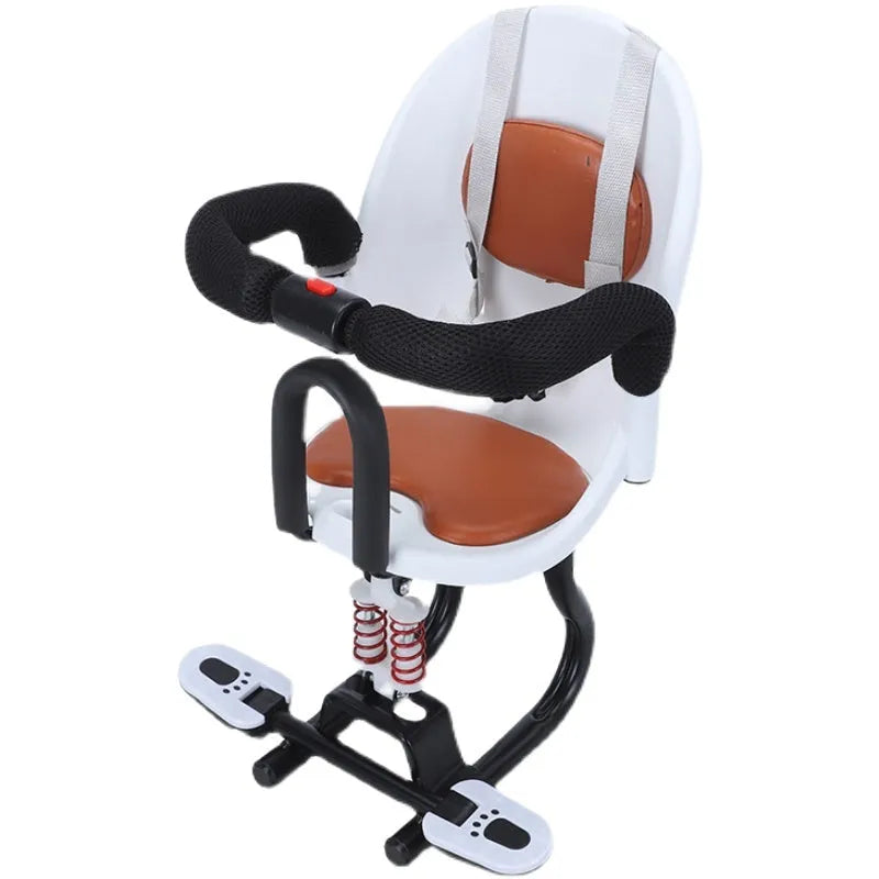 High carbon steel scooter front safety seat for children measuring 20x20x53cm in white, red, or black
