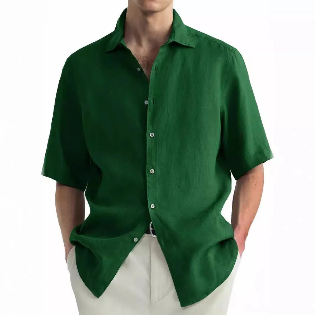 Men's green washed cotton casual shirt cardigan with regular fit styling