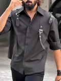 Men's black utility button-up shirt with regular fit