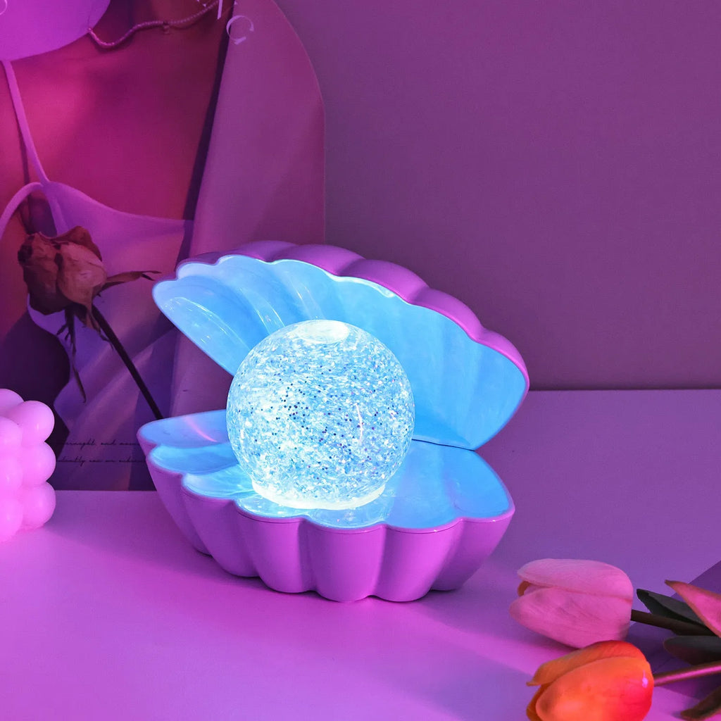 Shell-shaped decorative neon night lamp with ambient lighting in three colour options