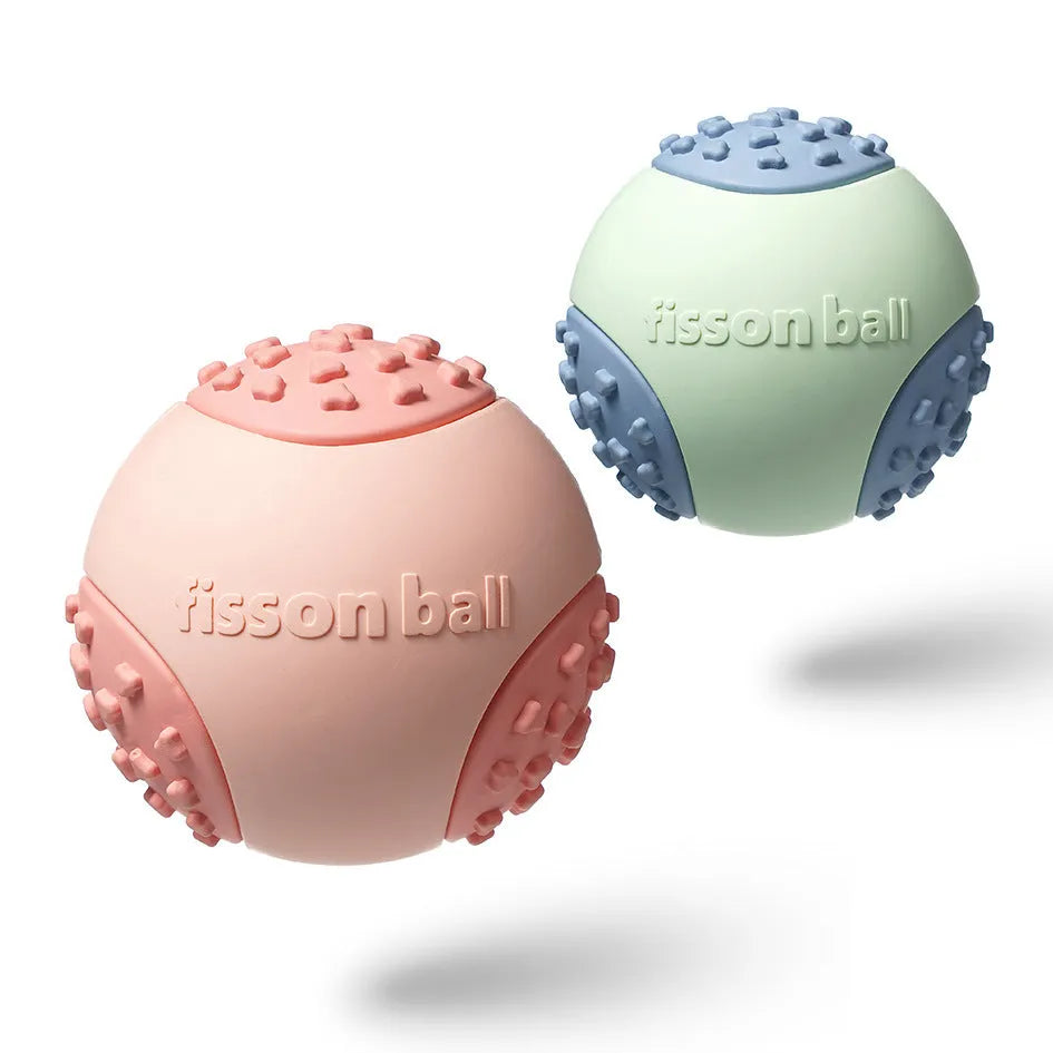 Green and pink 64mm washable rolling ball dog toy for small medium breeds