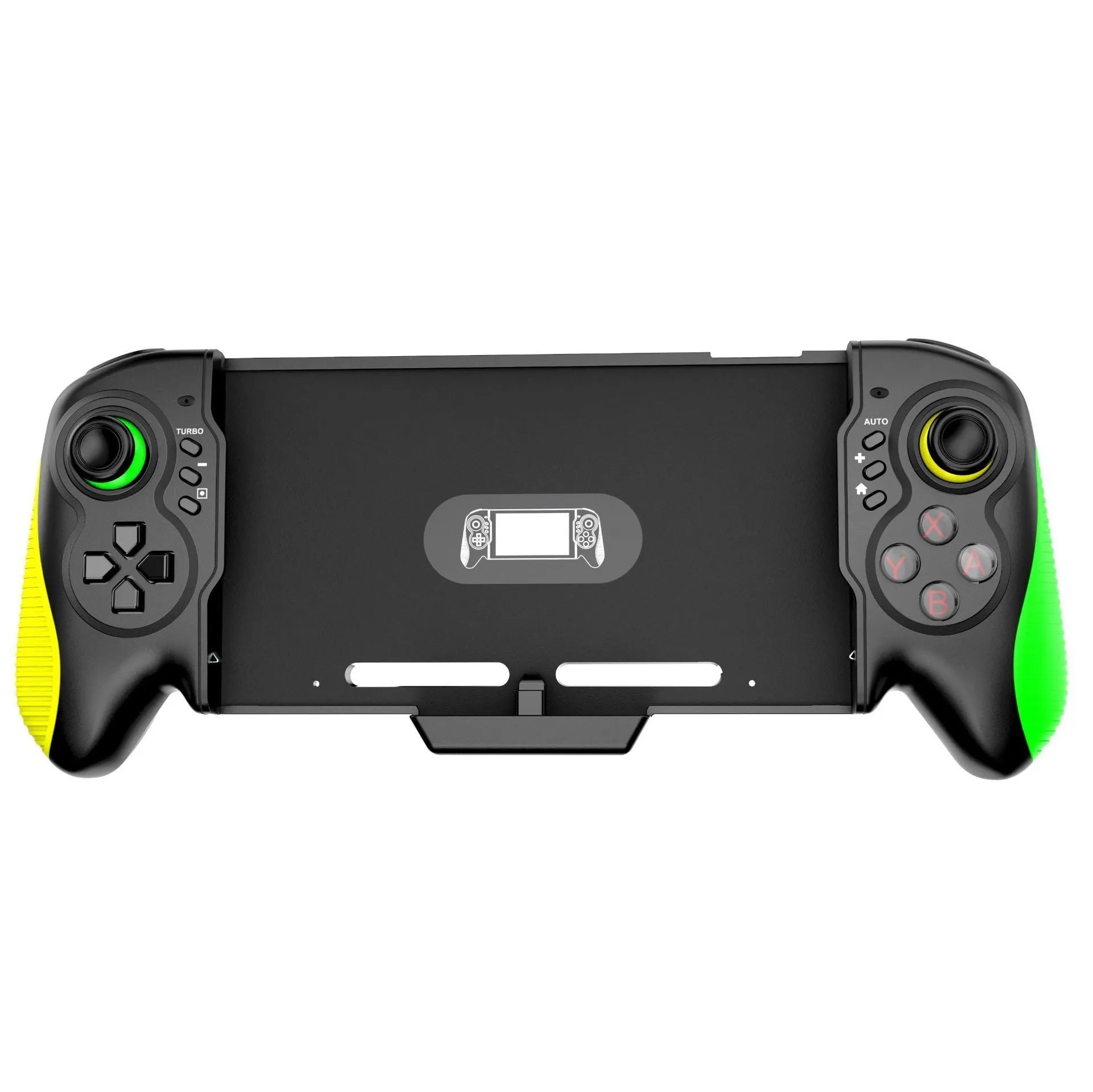 Yellow-green ABS plastic game controller with an in-line handle design for Nintendo Switch and PC.